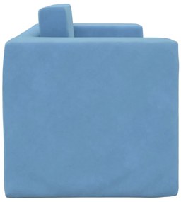 Sofá-cama infantil de 2 lugares pelúcia azul