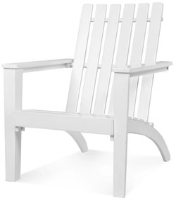 Cadeira de jardim ergonómica de madeira de acácia Adirondack com braços 69 x 73 x 85 cm Branca