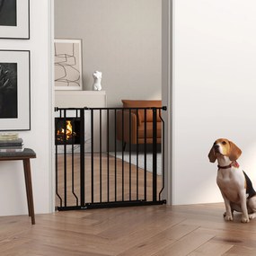 Barreira de Segurança para Cães Extensível para Escadas e Portas 75-95 cm com 1 Extensão e 10 cm Altura 76 cm Preto