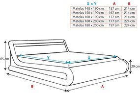 Cama Hidráulica com Arrumação "Patricia" - 180x200 cm - Branco/Preto -