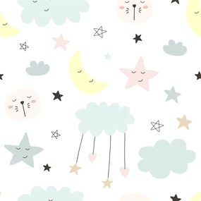 Cama infantil Luk estrelas 140x70 branca - colchão e estrado incluído