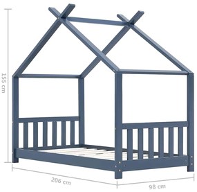 Estrutura de cama para crianças 90x200 cm pinho maciço cinzento
