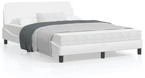 vidaXL Estrutura cama c/ cabeceira 120x200 cm couro artificial branco