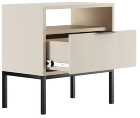 Mesa de Cabeceira "AUSTIN" - 45×55×33 cm - Creme e Preto - Design Mode