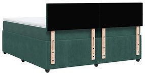Cama com molas/colchão 200x200 cm veludo verde-escuro