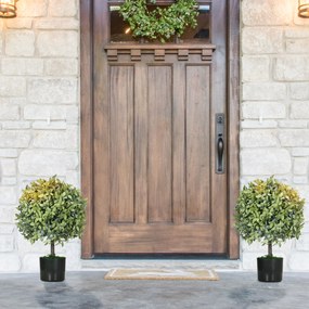 Conjunto de 2 Árvores de Chá Artificial 55 cm Planta Artificial com 343 Folhas Musgo e Vaso Planta Artificial Decorativa Verde
