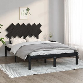 vidaXL Estrutura de cama 120x200 cm madeira maciça preto