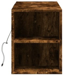 Móvel de parede p/ TV c/luzes LED 135x31x39,5cm carvalho fumado