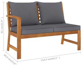 5 pcs conjunto lounge de jardim c/ almofadões acácia maciça