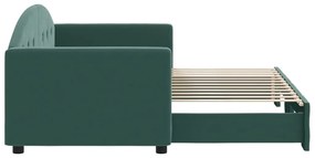 Sofá-cama com gavetão 80x200 cm veludo verde-escuro