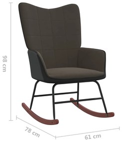 Cadeira de baloiço com banco PVC e veludo cinzento-escuro