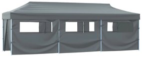 Tenda para festas pop-up dobrável c/ 8 paredes 3x9 m antracite