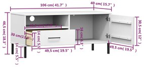 Móvel de TV c/ pernas de metal pinho maciço OSLO branco