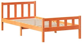 Cama sem colchão 90x190 cm madeira de pinho maciça castanho-mel