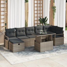 Conjunto de Sofá de Jardim vidaXL de 8 Peças com Almofadas Cinza em Ra