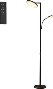 Candeeiro de pé LED com altura ajustável 25 x 25 x (148-176) cm, candeeiro de pé com luz de leitura preto