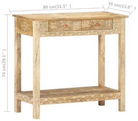 Mesa consola 80x35x74 cm madeira de mangueira maciça