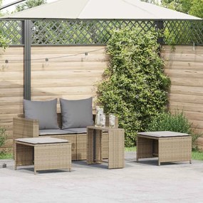 vidaXL 5 pcs conjunto sofás de jardim c/ almofadões empilhável vime PE
