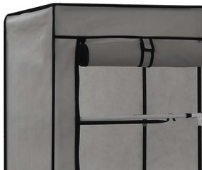 Roupeiro c/ compartimentos e varões 150x45x175 cm tecido cinza