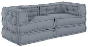vidaXL Puffs Modulares - Conjunto de 2 em Tecido Cinza