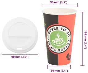Copos de café de papel com tampas 1000 pcs 16oz 400ml