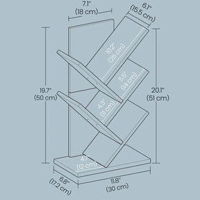 Estante para livros com 5 prateleiras 17,2 x 30 x 51 cm branca