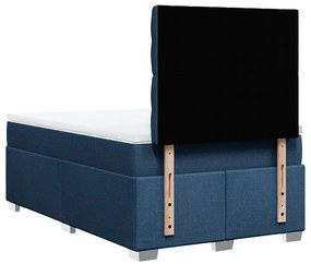 Cama boxspring com colchão 120x190 cm tecido azul