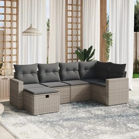 vidaXL 6 pcs conjunto sofás de jardim com almofadões vime cinzento