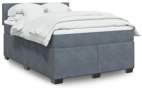 vidaXL Cama com molas/colchão 160x200 cm veludo cinzento-escuro