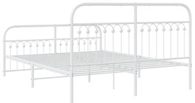 Estrutura de cama com cabeceira e pés 150x200 cm metal branco