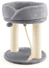 Árvore para gatos, altura 53 cm, torre para gatos 4 em 1 com plataforma de base acolchoada, bola de salto e corda de sisal Cinzento