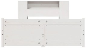 Cama com estante sem colchão 120x200 cm pinho maciço branco