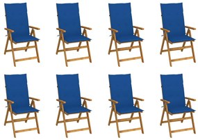 vidaXL Cadeiras de jardim dobráveis c/ almofadões 8 pcs acácia maciça