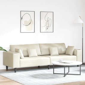 vidaXL Sofá de Veludo com almofada com travesseiro Creme 208 cm Veludo