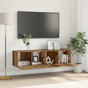 Conjunto de Armário de TV Madeira Envelhecida