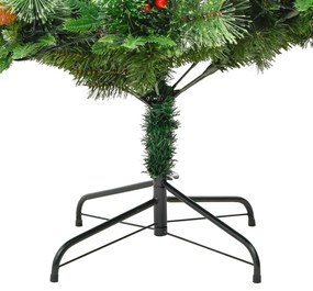 Árvore de Natal com pinhas pré-iluminada 195 cm PVC e PE verde