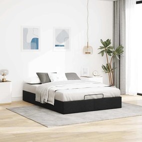 Estrutura de cama otomana sem colchão 140x200 cm tecido preto