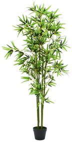 245943 vidaXL Planta de bambu artificial com vaso 175 cm verde