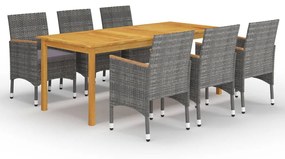 vidaXL 7 pcs conjunto de jantar para jardim cinzento