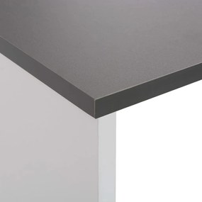 Mesa de bar com 2 tampos 130x40x120 cm branco e cinzento
