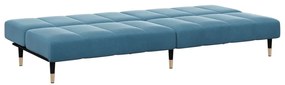 Sofá-cama 2 lugares c/ apoio de pés veludo azul