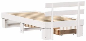 Estrutura da Cama Branco 75 x 190 cm Madeira de Pinheiro Sólido