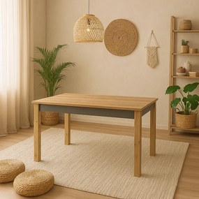 Mesa de Jantar PHILIPPA em Carvalho e Cinza Escuro – 160x80x77,8 cm |