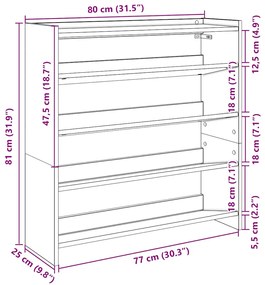 Sapateira 80x25x81 cm derivados de madeira branco