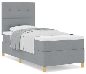Cama Box Spring com Colchão Cinza Claro 90x200 cm Tecido