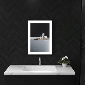 Espelho Casa de Banho com Luz LED 70x50 cm Iluminação Ajustável Função Anti-Embaciamento Função Memória Preto