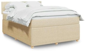 vidaXL Cama com molas/colchão 160x200 cm tecido cor creme