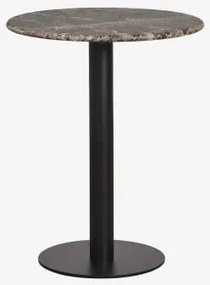 Mesa De Bar Redonda Em Pedra Natural Xiren Ø60 Cm & Preto & Mármore Castanho Emperador - Sklum