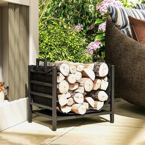 Suporte para lenha, com transportador amovível, para interior, 49 L x 34 P x 44 A cm, metal, preto