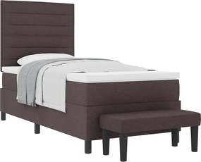 vidaXL Cama Box com colchão Marrom Escuro 90 x 190 cm tecido
